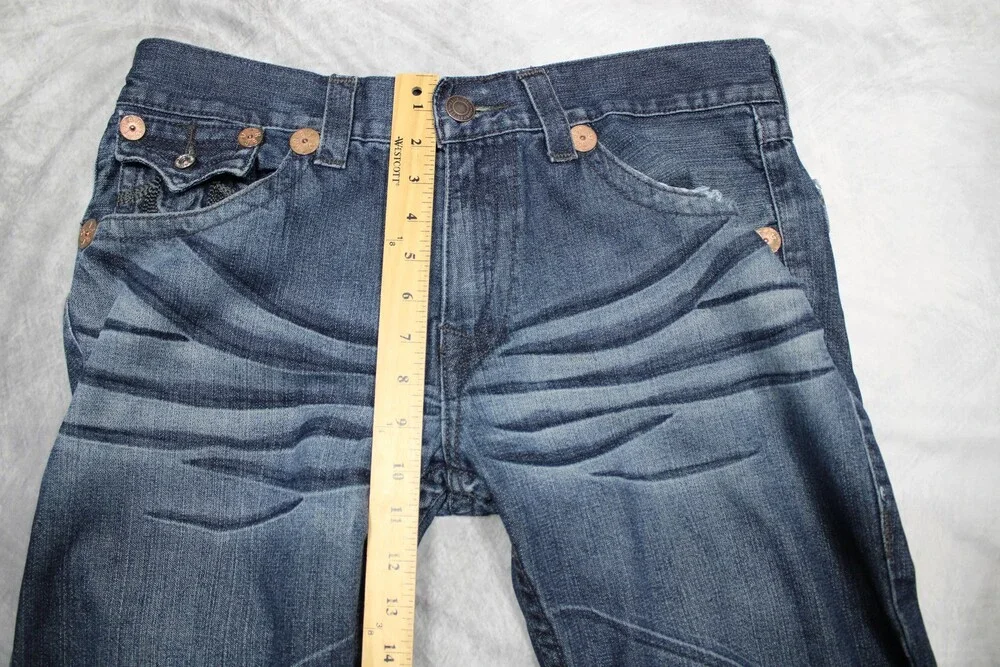 True Religion Billy Big T Jeans Mens 36 Bootcut Blue Whiskered Made USA